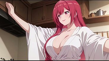 Anak Tiri Pulang Cepet, Liat Istri Bokap Masak Pake Baju Tipis Doang. Kureha Enomoto Cosplay Mesum (ai-generated)